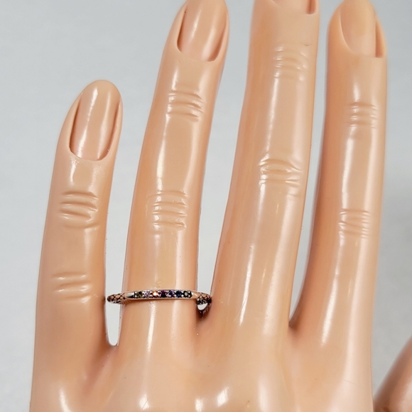 Sterling Silver Rainbow Stack Band - Picture 12 of 12